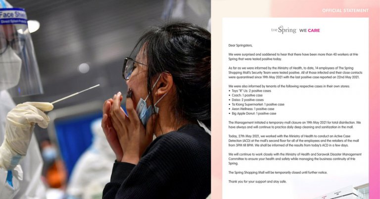 Selepas Ujian Saringan COVID-19 Di The Spring Kuching, Lebih Dari 40 Kakitangan Telah Disahkan Positif